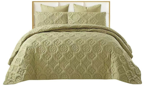 Mokka Quilt Set 5 Pieces -Super King Size -Green