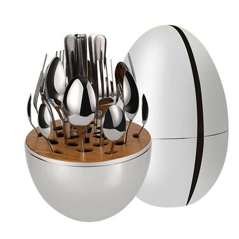 Oval Shaped Kitchen Utensil Set-Silver