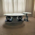 Oval Marble Top Coffee Table with 2 Ball Base Design And Side Table