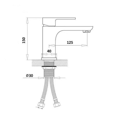 Single Handle Basin Tap Single Hole Mount Basin Mixer Faucets Piece Taps - gun gray