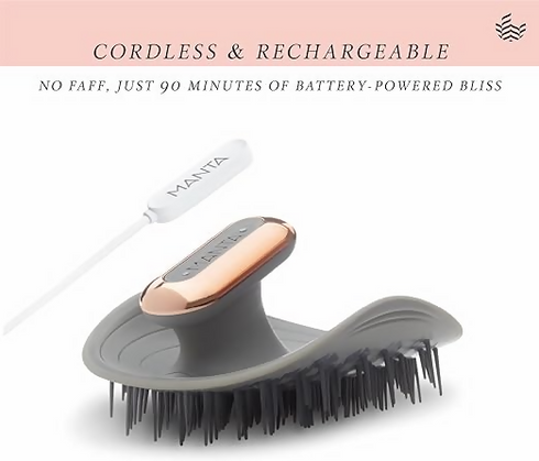 MANTA Pulse Electric Scalp Massager Shampoo Brush, Promotes Healthy Hair Growth, Head Scalp Scrubber, Hair Massager Scalp Exfoliation Brush, Use Dry or Wet, Waterproof Shower Brush for Hair, Grey