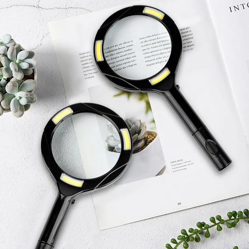 COB LED Lighted Handheld Magnifier with 3 LED Lights Pack Of 2