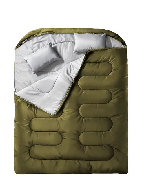 Outdoor Cotton Flannel Double Sleeping Bag for Camping Backpacking Hiking Cold Weather Polyester Fabric