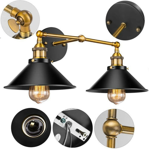Modern Loft Industrial Metal Double Heads Rustic Sconce Wall Light