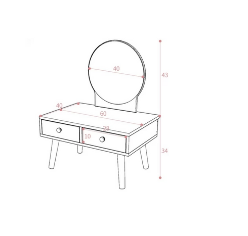 Tabletop Mirror with Drawer Storage Small Dressing Organizer-7019