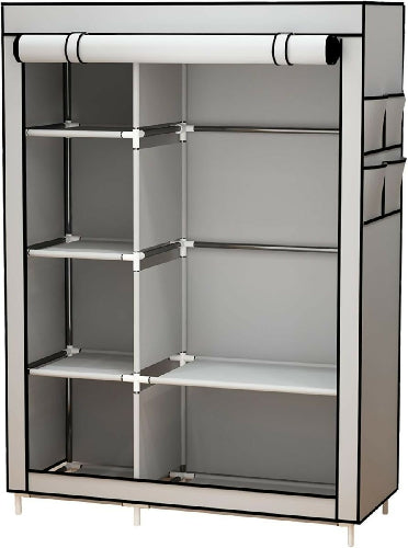Clothes Storage Organizer with 6 Shelves and Hanging Rod
