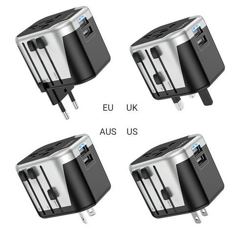 Universal Conversion Plug With Charger 2USB Ports+Socket