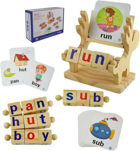 Wooden Reading Blocks Short Vowel Rods Spelling Games