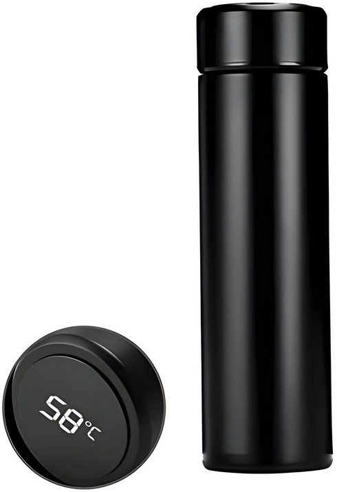 Temperature Display Smart Bottle- LED Bottle with Temperature - Black