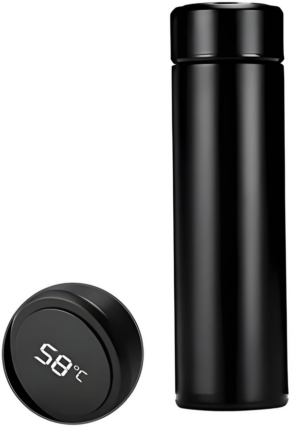 Temperature Display Smart Bottle- LED Bottle with Temperature - Black
