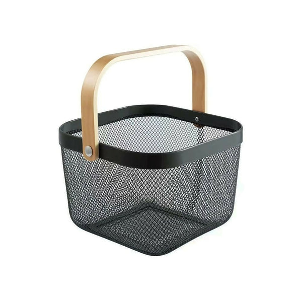 Mesh Storage Basket with Bamboo Handle