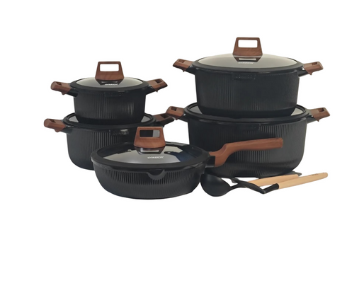 15-Piece Non-Stick Vertical Lines Soup Pot Set