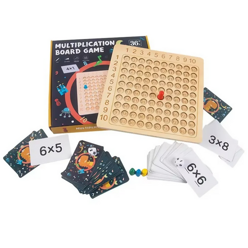 Mathematics Multiplication Recognition Wooden Board Game Kids School Sensory