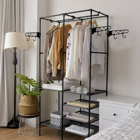 Metal Garment Rack, Tidy Rail Clothing Hanging Rack Coat Shelf Clothing Organizer Stand