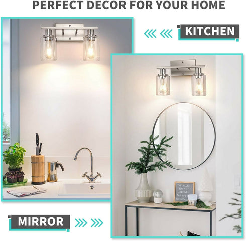 2-Light Bathroom Vanity Light Fixtures Modern Wall Lighting