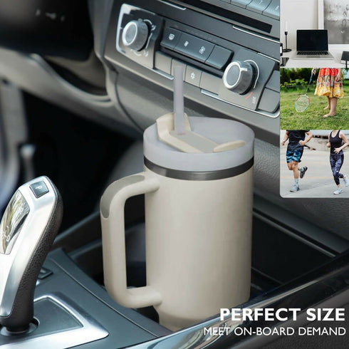 1.2L Tumbler with Handle Straw Lid, Stainless Steel Travel Mug - Dune