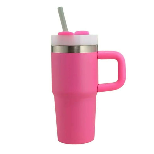 Tumbler with Handle and Straw - Sweetpink