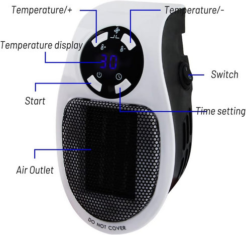 Portable Mini Wall-Mounted Heater with Adjustable Thermostat for Home Use.