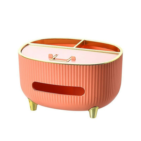 Tissue Box with Storage - Decorative 22cm Organizer for Home - Pink