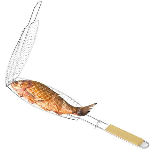 BBQ Fish Grill Net With Wooden Handle