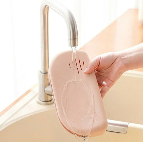 Dust-Proof Silicone Makeup Brush Travel Case - Brown