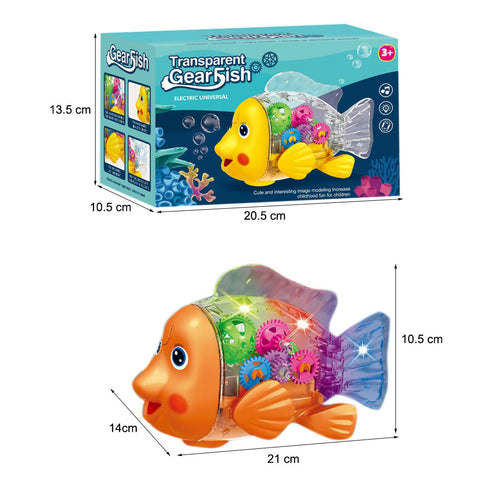 Battery Operated Super Transparent Crystal Gear Fish Toy
