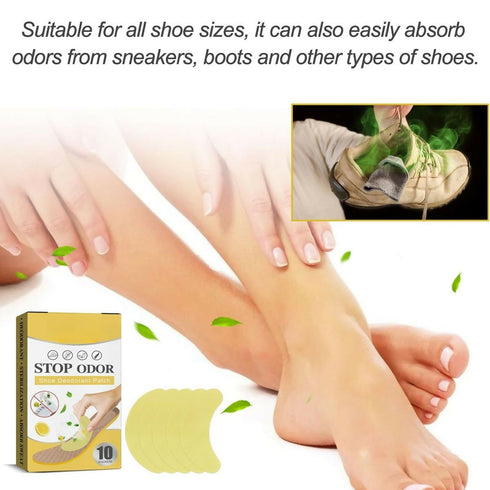 Shoe Deodorant Patch 10-Pcs Effective Odor Elimination Sweat Absorption