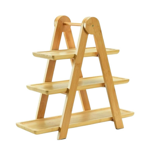 2 pcs Bamboo 3 Tier Serving Tray