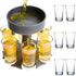7 Piece Barware Wine Beverages Liquor Dispenser and 6 Shot Glass Holder - Grey