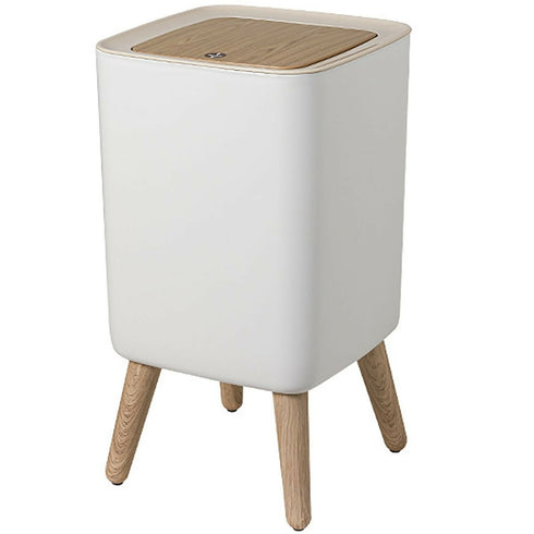 Trash Can With Lid Press Cover Portable Height Foot Standing Trash Can - Square