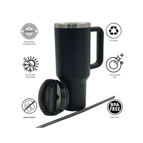 1200ml Leakproof Insulated Travel Tumbler Mug - Black
