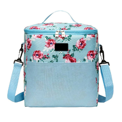 Floral Insulated Lunch Bag with Shoulder Strap