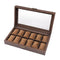 Leather Watch Box with 12 Glass Top Slots