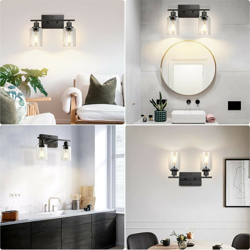 2-Light Bathroom Vanity Light Fixtures Modern Wall Lighting
