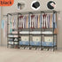 4-Tier -Standing Metal Coat Rack with 7 Storage Shelves and 3 Hanging Bars