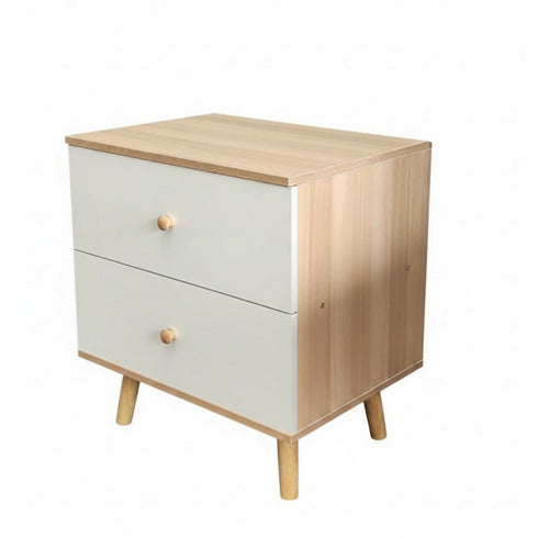 Two Drawer Bedside Table- Side Table With 2 Drawer-7016-Brown