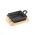 Mini Square 12.5cm Sizzling Plate with Handle and Wooden Base