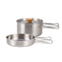 2Pcs Camping picnic Pan Pot Stainless Steel Cookware Set
