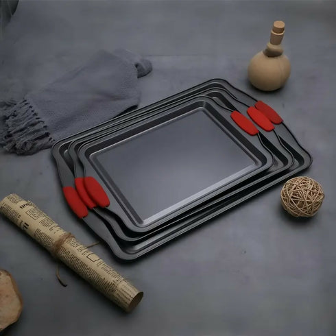 3-Piece Non-Stick Baking Sheet Set with Handles 3 Sizes