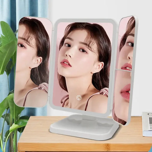 Foldable Rechargeable Adjustable Angle Smart Makeup Mirror