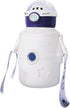 Insulation Mug, Stainless Steel Vacuum Cup Bottle Iced Coffee Cup With Lid And Straw For Kids Violence 500ML (White)