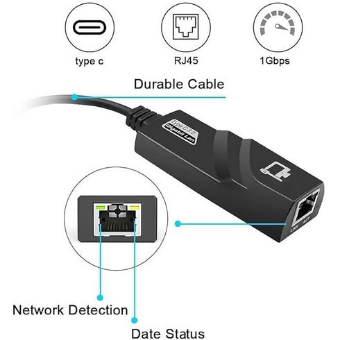 USB Type-C 3.0 To RJ45 Ethernet Adapter