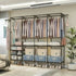 4-Tier -Standing Metal Coat Rack with 7 Storage Shelves and 3 Hanging Bars