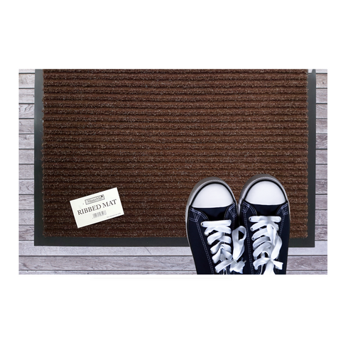 Ribbed Doormat - 100% Polyester & 100% PVC Backing - 50x80cm