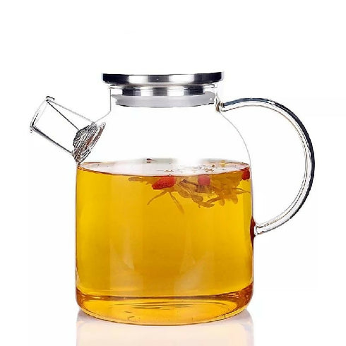 Glass Kettle Clear Water Bottle With Wooden Lid
