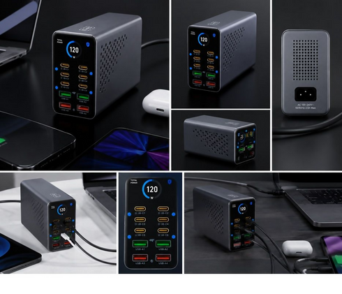 120W 10-in-1 Fast Charging Station USB-C & USB-A Multi Port Desktop Charger