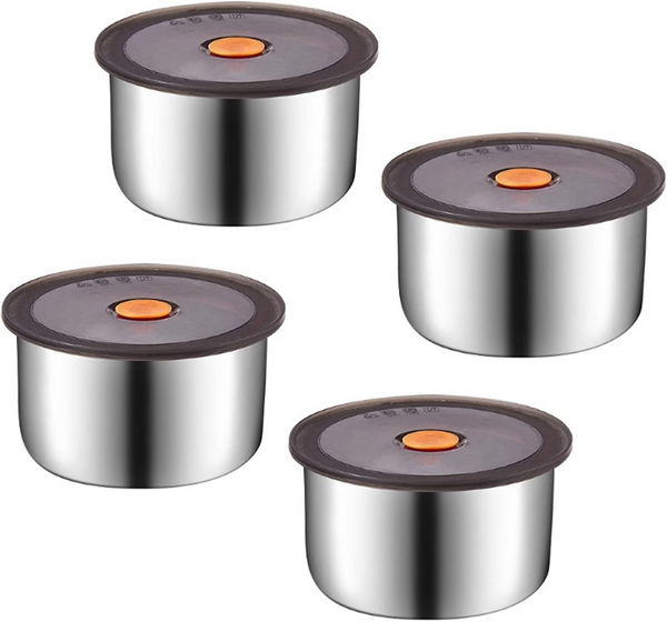 4Pieces Stainless Steel Snacks Box with Silicone Lid for Meal Preps Dishwasher and Freezers Safe