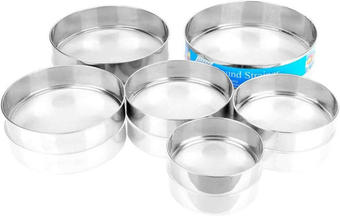 Round Stainless Steel Flour Sieve Set of 6