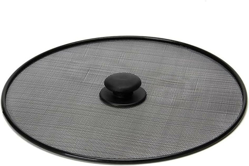 33cm Stainless Steel Round Oil & Grease Splatter Mesh Screen Lid - Black