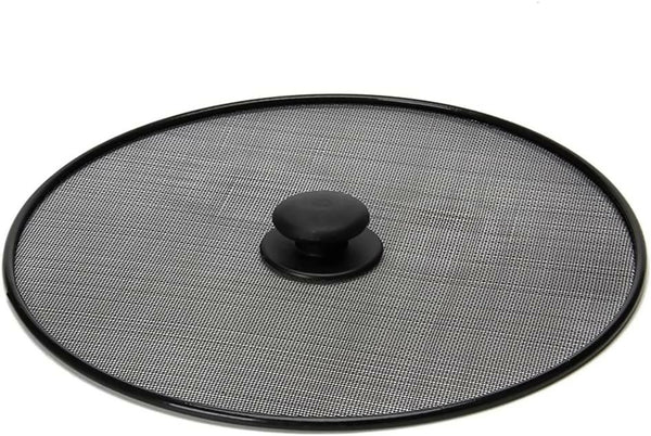 33cm Stainless Steel Round Oil & Grease Splatter Mesh Screen Lid - Black